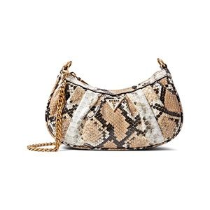 Guess Snake Print Shoulder Bag - Black, White, Tan